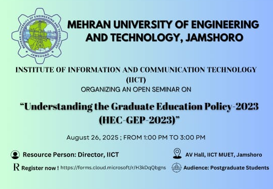 Seminar on Understanding the Graduate Education Policy by IICT MUET Jamshoro
