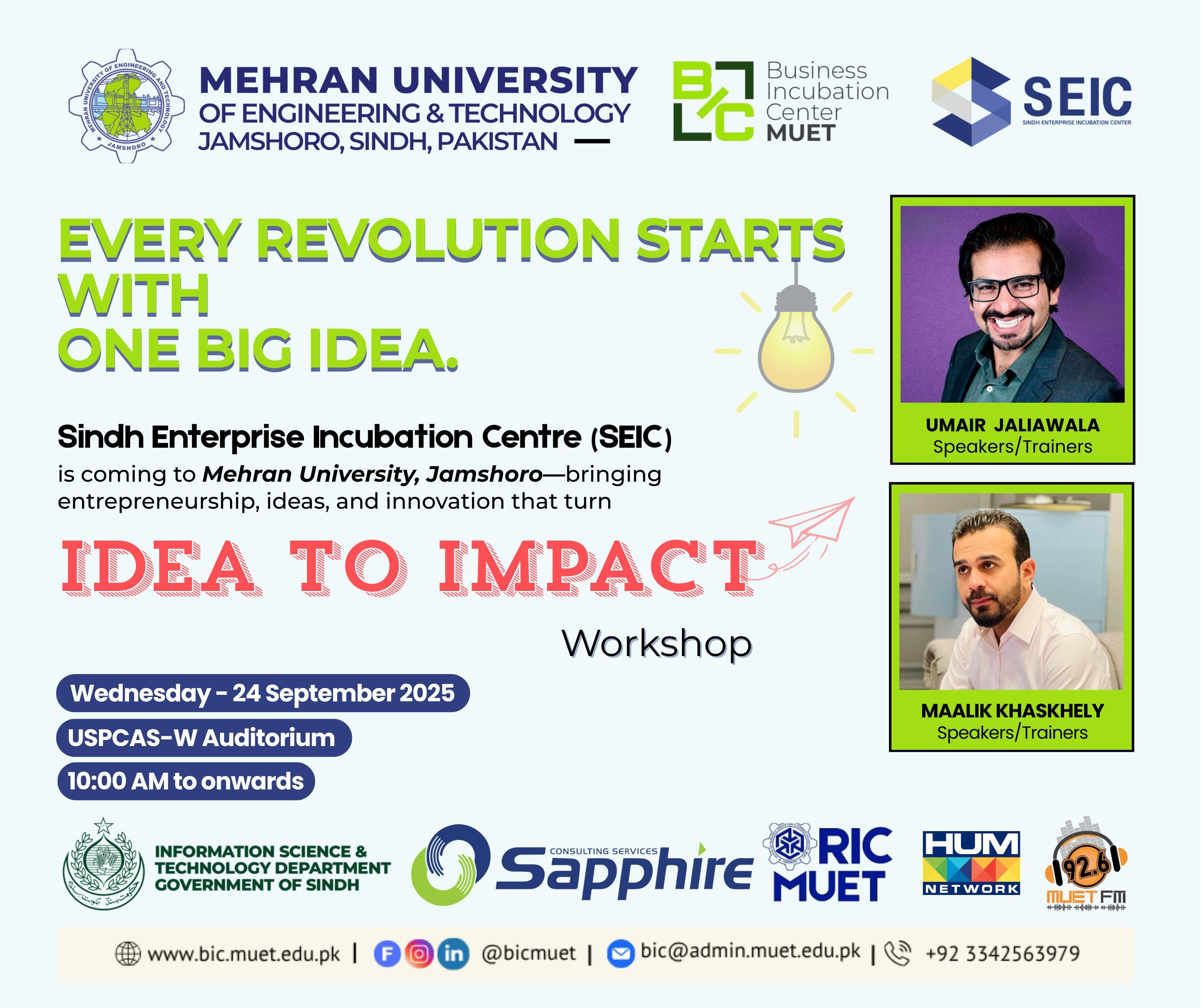 MUET Organizing Idea to Impact Workshop at Jamshoro Campus