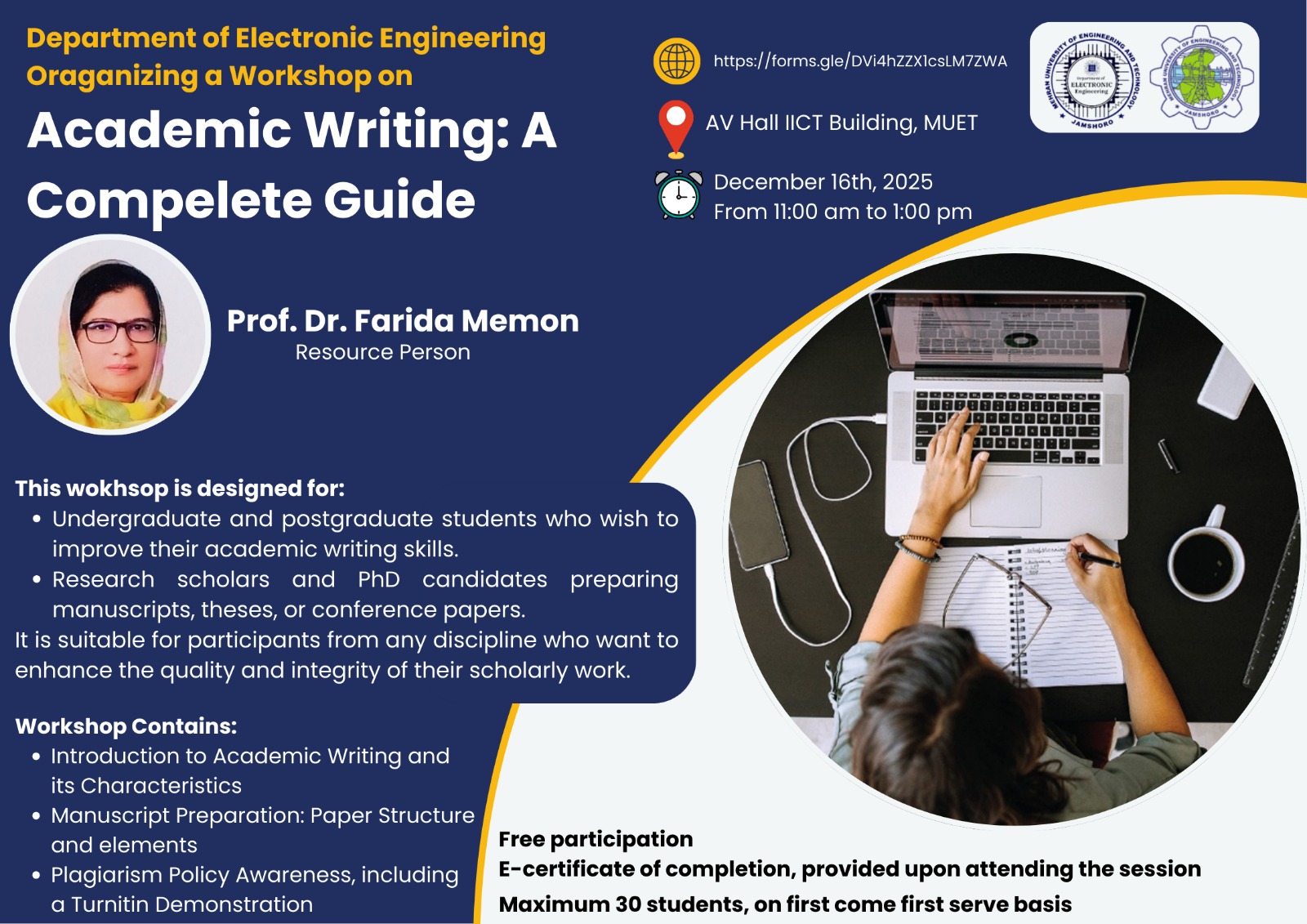 Attachment for Academic Writing Workshop by Department of ES MUET Jamshoro Dec 2025